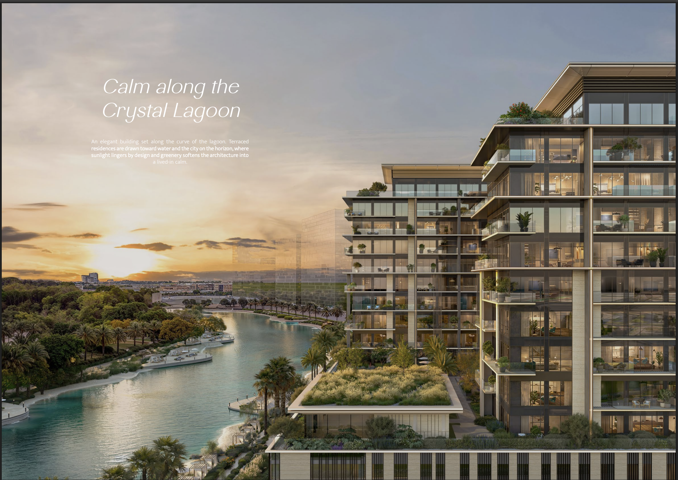Everly Place tower lagoon view