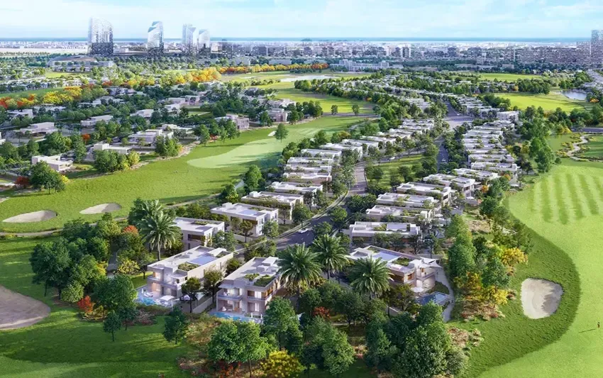 Golf course villas at The Next Chapter JGE 2.0 Jumeirah Golf Estates